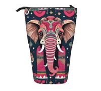 TTIGLHOH Bohemian Elephant Pattern Standing Pencil Case for Girls Boys,Telescopic Pen Pouch for Kids Big Capacity for School