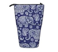 TTIGLHOH Boho Elephant Standing Pencil Case for Girls Boys,Telescopic Pen Pouch for Kids Big Capacity for School