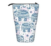 TTIGLHOH Boho Elephant Standing Pencil Case for Girls Boys,Telescopic Pen Pouch for Kids Big Capacity for School