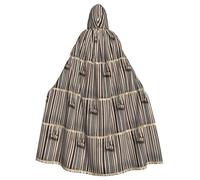 TTIGLHOH Brown Stripe Printing Large Hooded Cloak Adult Halloween Hooded 57.8 Inches Long Ideal For Wizard Robe