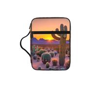 TTIGLHOH Cactus Desert Sunsets Printed Bible Storage Bag, Water Resistant Oxford Cloth Carrier, Church Study Organizer Case
