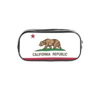 TTIGLHOH California State Flag Printed Transparent Pen Case, Waterproof Cosmetic Organizer, Portable Carryall for Art Tools
