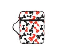TTIGLHOH Chess Pattern Printed Bible Storage Bag, Water Resistant Oxford Cloth Carrier, Church Study Organizer Case