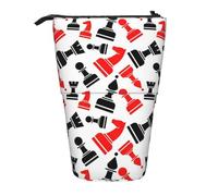 TTIGLHOH Chess Pattern Standing Pencil Case for Girls Boys,Telescopic Pen Pouch for Kids Big Capacity for School
