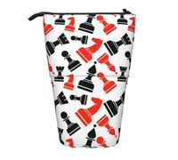 TTIGLHOH Chess Pattern Standing Pencil Case for Girls Boys,Telescopic Pen Pouch for Kids Big Capacity for School