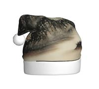 TTIGLHOH Chinese Painting Printing Autumn Winter Thicken Costume Caps Plush Unique Stylish Adult Women Santa Hat Holiday Ceremony