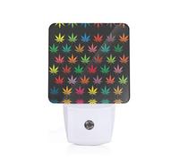 TTIGLHOH Colorful Cannabis Leaves Led Night Light Plug Into Wall, Fashion Printed Nightlight with Dusk to Dawn Sensor for Hallway Room Stairway