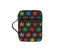 TTIGLHOH Colorful Cannabis Leaves Printed Bible Storage Bag, Water Resistant Oxford Cloth Carrier, Church Study Organizer Case