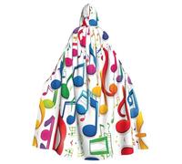 TTIGLHOH Colorful Music Notes 1 Long Cape With Hood,Adult Gothic Robe,For Masquerade Ball Medieval Larp Costume Wear