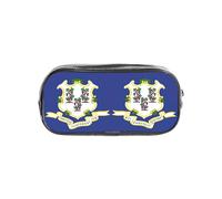 TTIGLHOH Connecticut State Flag Printed Transparent Pen Case, Waterproof Cosmetic Organizer, Portable Carryall for Art Tools