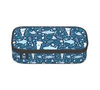 TTIGLHOH Cute Blue Fish Large Capacity Pencil Case,Stylish Pen Bags Pencils Pouch Organizer for Office College School