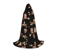 TTIGLHOH Cute Brown Cartoon Owls Long Cape Outfit For Teenagers Cosplay Gear Masquerade Vampire Witch Halloween Party Costume