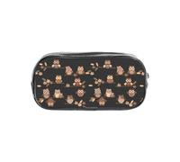 TTIGLHOH Cute Brown Cartoon Owls Printed Transparent Pen Case, Waterproof Cosmetic Organizer, Portable Carryall for Art Tools
