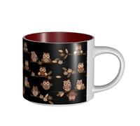TTIGLHOH Cute Brown Cartoon Owls Printing Drinking Cups Large-Capacity Ceramic Mugs Suitable for Cafes Sturdy Build Non-Slip Bottom