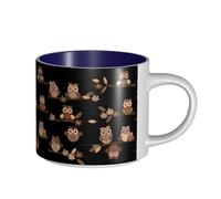 TTIGLHOH Cute Brown Cartoon Owls Printing Drinking Cups Large-Capacity Ceramic Mugs Suitable for Cafes Sturdy Build Non-Slip Bottom
