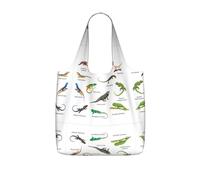TTIGLHOH Different Types of Lizard Printed Reusable Shopping Bag Foldable, Lightweight Tote Bag 25L for Grocery Travel Commuting