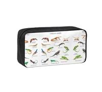 TTIGLHOH Different Types of Lizard Printed Wide-Open Pen Bag, Soft Fabric High Capacity Case, Aesthetic Stationery for School Use