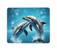 TTIGLHOH Dolphins In Love Thick Desk Pad Mouse Mat With Lock Stitch Edge, Stable Non-Slip Surface For Computer Use