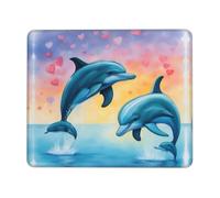 TTIGLHOH Dolphins In Love Thick Desk Pad Mouse Mat With Lock Stitch Edge, Stable Non-Slip Surface For Computer Use
