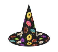 TTIGLHOH Donut Printing 1 Pieces Halloween Witch Hat Carnivals Lightweight Foldable Ideal For Cosplay