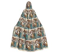 TTIGLHOH Dragon And Tiger Printing Large Hooded Cloak Adult Halloween Hooded 57.8 Inches Long Ideal For Wizard Robe