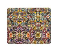 TTIGLHOH Ethnic Circles Floral Pattern Thick Desk Pad Mouse Mat With Lock Stitch Edge, Stable Non-Slip Surface For Computer Use