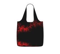 TTIGLHOH Explosion Burst Red Black Printed Reusable Shopping Bag Foldable, Lightweight Tote Bag 25L for Grocery Travel Commuting