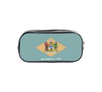 TTIGLHOH Flag of Delaware Printed Transparent Pen Case, Waterproof Cosmetic Organizer, Portable Carryall for Art Tools