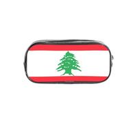 TTIGLHOH Flag of Lebanon Printed Transparent Pen Case, Waterproof Cosmetic Organizer, Portable Carryall for Art Tools