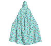 TTIGLHOH Flamingo Ice Cream Fruit Printing Large Hooded Cloak Adult Halloween Hooded 57.8 Inches Long Ideal For Wizard Robe