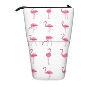 TTIGLHOH Flamingos On White Standing Pencil Case for Girls Boys,Telescopic Pen Pouch for Kids Big Capacity for School