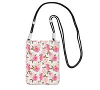 TTIGLHOH Floral Flower Rose Pink Printing Travel Small Crossbody Bag Phone Purses With Shoulder Strap For Passport Smartphone Wallet