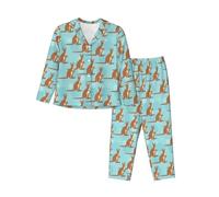 TTIGLHOH Funny For Kangaroo Zoo Printing Comfortable Women'S Pajama Set With Side Pockets Lightweight Skin Pants For Lazy Weekends Black