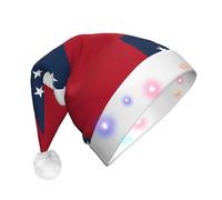 TTIGLHOH Georgia Flag Santa Hat For Christmas Costume Headwear Cap With Led Light For Adults,Santa Claus Hat For Party