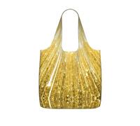 TTIGLHOH Gold Bling Printed Reusable Shopping Bag Foldable, Lightweight Tote Bag 25L for Grocery Travel Commuting