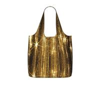 TTIGLHOH Gold Sequin Sparkle Printed Reusable Shopping Bag Foldable, Lightweight Tote Bag 25L for Grocery Travel Commuting