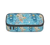 TTIGLHOH Greece Map Large Capacity Pencil Case,Stylish Pen Bags Pencils Pouch Organizer for Office College School