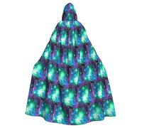 TTIGLHOH Green Blue Purple Galaxy Printing Large Hooded Cloak Adult Halloween Hooded 57.8 Inches Long Ideal For Wizard Robe