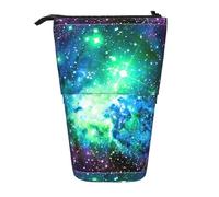 TTIGLHOH Green Blue Purple Galaxy Standing Pencil Case for Girls Boys,Telescopic Pen Pouch for Kids Big Capacity for School