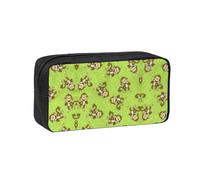 TTIGLHOH Green Clever Monkey Printed Wide-Open Pen Bag, Soft Fabric High Capacity Case, Aesthetic Stationery for School Use