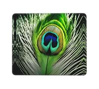 TTIGLHOH Green Peacock Feather Thick Desk Pad Mouse Mat With Lock Stitch Edge, Stable Non-Slip Surface For Computer Use