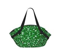 TTIGLHOH Green Sequin Sparkle Printed Round Beach Blanket Folds Into Tote Bag, Tear-Resistant 94cm Mat, Camping Festival