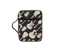 TTIGLHOH Guitar Pattern Printed Bible Storage Bag, Water Resistant Oxford Cloth Carrier, Church Study Organizer Case