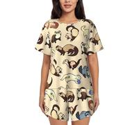 TTIGLHOH Hairy Ferret Pajama Set For Women 2 Piece Lounge Set Short Sleeve Tops And Shorts Soft Sleepwear Black