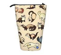 TTIGLHOH Hairy Ferret Standing Pencil Case for Girls Boys,Telescopic Pen Pouch for Kids Big Capacity for School