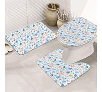 TTIGLHOH Hockey Elements Creative Patterned Printing Non Slip Flannel 31.5x20in Mats For Ba Durable Floor Rugs 3 Piece Bathroom Rugs Set