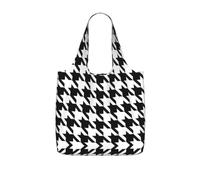 TTIGLHOH Houndstooth Black Printed Reusable Shopping Bag Foldable, Lightweight Tote Bag 25L for Grocery Travel Commuting