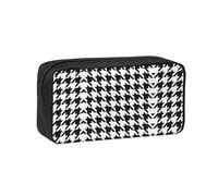 TTIGLHOH Houndstooth Black Printed Wide-Open Pen Bag, Soft Fabric High Capacity Case, Aesthetic Stationery for School Use