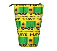 TTIGLHOH I Love Garbage Trucks Standing Pencil Case for Girls Boys,Telescopic Pen Pouch for Kids Big Capacity for School