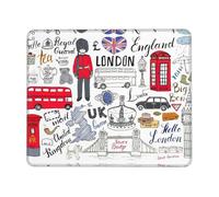 TTIGLHOH I Love London Thick Desk Pad Mouse Mat With Lock Stitch Edge, Stable Non-Slip Surface For Computer Use